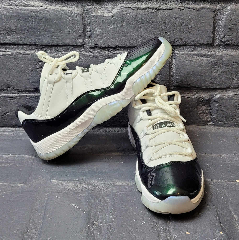 Nike Air Jordan 11 Retro GS 'Emerald' 2018 Shoes Mens White 528896-145 S…